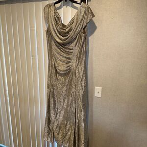 ALEX EVENINGS 18W Glitter Gold Wrap Neck Dress NWOT. 14